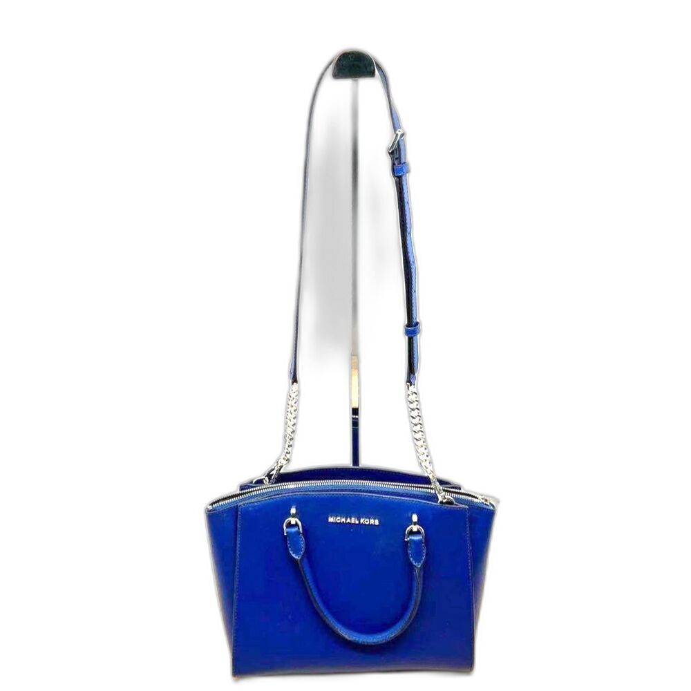 Michael Kors Vibrant Royal Blue Savannah Saffiano Leather Satchel Crossbody Bag